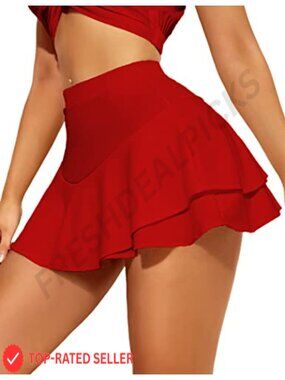 Mini Skirt Ruffle Layered A-Line Polyester Spandex Lingerie Skirt